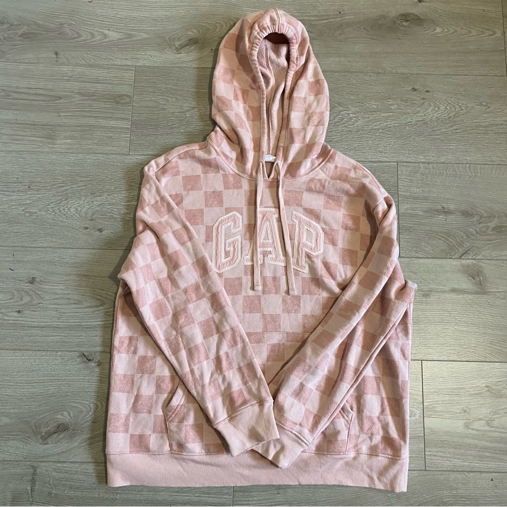 Pink Checkered Gap Hoodie